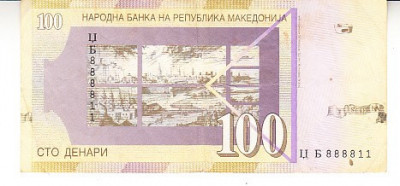 M1 - Bancnota foarte veche - Macedonia - 100 dinari - 2005 foto