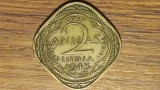 India Britanica - moneda de colectie WW2 - 2 annas 1943 (Bombay) - King George VI - foarte frumoasa, romboidala !