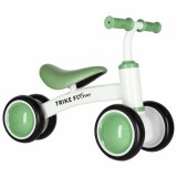 Bicicleta fara pedale pentru copii cu 4 roti, otel carbon, EVA, verde-alb