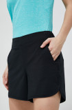 Columbia pantaloni scurți outdoor Pleasant Creek femei, culoarea negru, neted, high waist