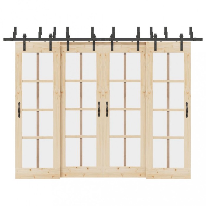 Set feronerie pentru uși glisante, negru, 305 cm, oțel