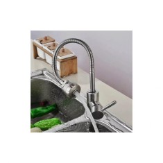 Baterie bucatarie monocomanda inox satin cu pipa flexibila Korman CF031