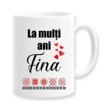 Cana alba personalizata &quot;La multi ani Fina&quot;, INOVATIX&reg;. 330ml, Oem