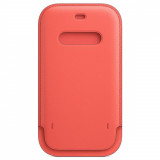 Husa de protectie telefon Apple pentru iPhone 12 Pro Max, Leather Sleeve, MagSafe, Pink Citrus