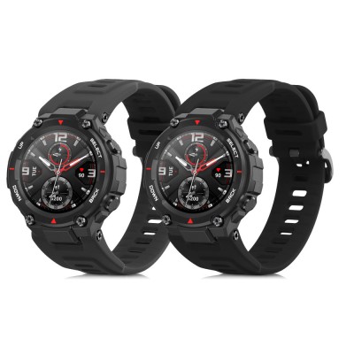 Set 2 curele kwmobile pentru Huami T-Rex/T-Rex Pro, Silicon, Negru/Gri, 58460.03 foto