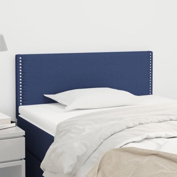 Tăblie de pat, albastru, 100x5x78/88 cm, textil