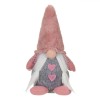 Figurină Decorativă Crăciun, Gnome, Haină Imprimeu Inimi, Culoare Gri și Somon, 25cm, Oem