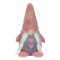 Figurină Decorativă Crăciun, Gnome, Haină Imprimeu Inimi, Culoare Gri și Somon, 25cm
