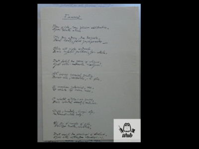 Manuscris/ Toamna - poem scris si semnat de Nicolae Crevedia foto