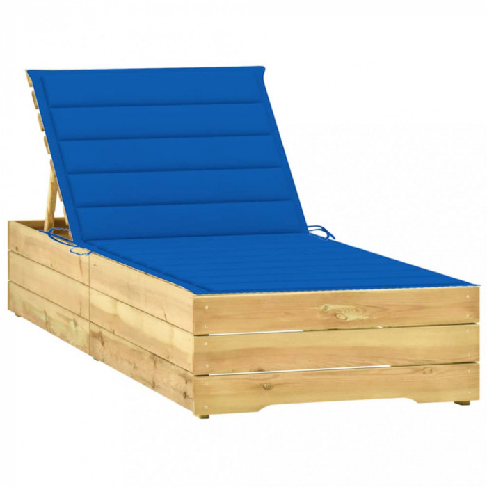 vidaXL Șezlong cu pernă albastru regal, lemn de pin tratat 3065919