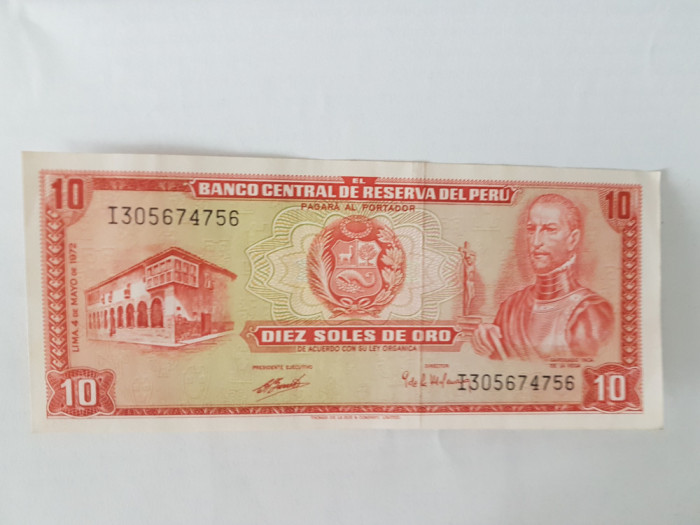 Peru 10 Soles de Oro 1972 Noua