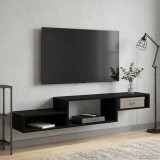 vidaXL Sistem de TV montat pe perete Montare pe perete Stejar Negru 8005990