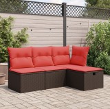 vidaXL Scaun de gradina din poliratan maro cu depozitare si perna confortabila 55x55x37 cm
