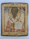 Icoana veche pe lemn, Sfantul Nicolae Tamaturgul, c1500, 30,2x 25,7, Extrem Rara