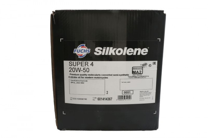 (PL) Olej Silnikowy 4t 4t Silkolene Super 4 SAE 20W50 20L SL JASO MA-2 Ambalaj bio-degradabil semi-sintetic