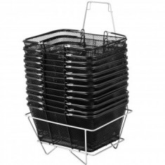 Set 12 cosuri de cumparaturi, Vivatechnix Metal, capacitate 20 kg, Negru, 41 x 31 x 18 cm