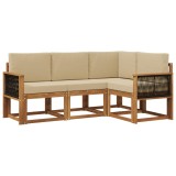 vidaXL Set de canapele de exterior 4 pcs Natural și Bej Poliester 3385174