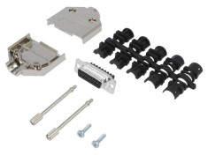 Conector D-Sub 15 pini mamă cu terminal șurub pe cablu