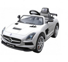 Masinuta electrica cu telecomanda si roti eva Mercedes SLS AMG alb foto