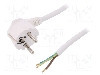 Cablu alimentare AC, 1.5m, 3 fire, culoare alb, cabluri, CEE 7/7 (E/F) &amp;#351;tecar in unghi, SCHUKO mufa, PLASTROL - W-97177