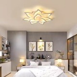 Lustra LED cu telecomanda LOTUS, 110W, 9 Petale, lumina Rece/Calda/Neutra, Dimabila, Alb