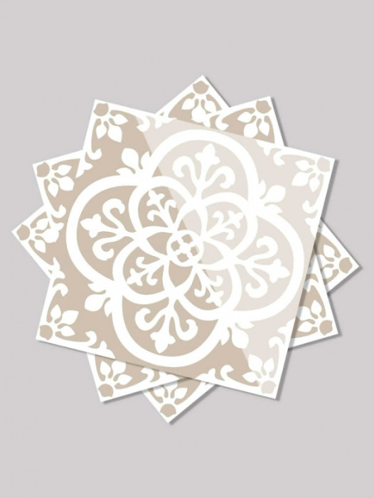 Set 10 Stickere decorative pentru gresie sau faianta, model vintage retro, 10 x 10 cm