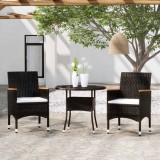 vidaXL Set de mobilier pentru grădină, 3 piese, negru, poliratan