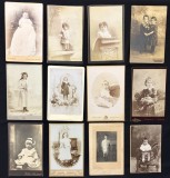 Lot 12 Fotografii Vechi Cabinet Card Copii (11x16.5 cm) &ndash; Studio SUA/Europa (cca. 1880&ndash;1910)