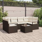 VidaXL Set de canapele pentru grădină 7 pcs Maro, Crem 55 x 55 x 37 cm