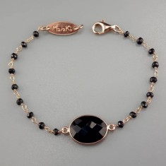 Brățară Fortuna, rozariu cu spinel și agat negru