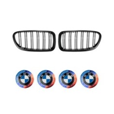 Pachet BMW Seria 5 F10 F11 2010-2017 &ndash; Grile Duble Negre + Capace Centrale