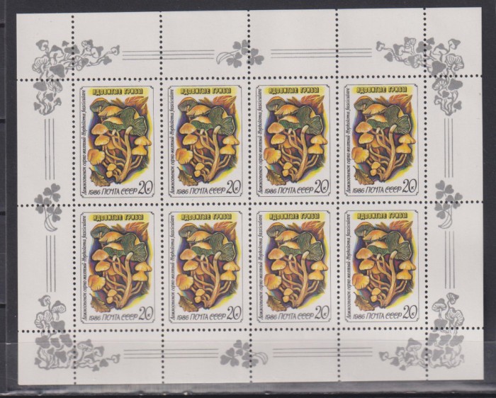 RUSIA (U.R.S.S.) 1986 CIUPERCI MI 5603-5607 KLEINBOGEN MNH ,4 SCAN