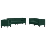 Cumpara ieftin Set canapele Chesterfield cu perne rulou 3 piese verde catifea