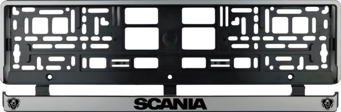 Set 2 bucati, suport numar inmatriculare argintiu Scania II