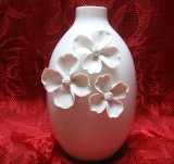 VAZA PORTELAN NIEDERNBERG GERMANIA CU DECOR FLORAL MAT BISCUIT 16 CM