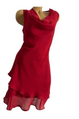 Rochie midi cu volane, roșie, L INTL foto