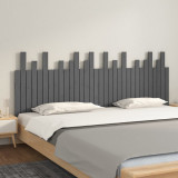 VidaXL Tăblie de pat pentru perete, gri, 204x3x80 cm, lemn masiv pin