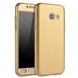 Husa 360&deg; Matte Full Protection - Samsung Galaxy A3 2017 - Auriu - (fata + spate + geam sticla)