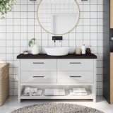 vidaXL Blat de baie, maro &icirc;nchis, 120x30x(2-6) cm, lemn masiv tratat