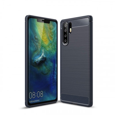 Husa HUAWEI P30 Pro - Luxury Carbon TSS, Bleumarin foto