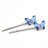 Set 2 agrafe argintii cu fluturi bleu