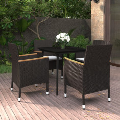 vidaXL Set mobilier de grădină cu perne 5 piese poliratan &amp;amp; sticlă foto