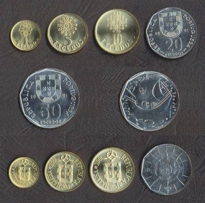 PORTUGALIA █ SET MONEDE █ 1+5+10+20+50 Escudos █ 1995-2001 █ UNC foto