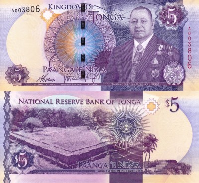 TONGA 5 pa&amp;#039;anga ND 2015 UNC!!! foto