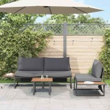 Set canapea gradina vidaXL, 3 piese, antracit, otel, perne incluse, 2-3 locuri, masa 55x55cm. Ideal balcon/terasa