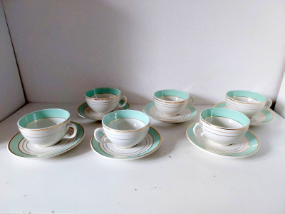 Set cafea/ceai portelan KG Lun&amp;eacute;ville France, vintage, Art deco 6 cesti + 6 farfu foto