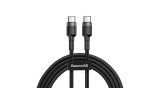 Baseus Cablu de date și &icirc;ncărcare Baseus Type-C USB C la USB C Cafule PD2.0 60W 20V 3A 1m Gri Negru (CATKLF-GG1)