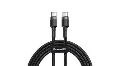 Baseus Cablu de date și &amp;icirc;ncărcare Baseus Type-C USB C la USB C Cafule PD2.0 60W 20V 3A 1m Gri Negru (CATKLF-GG1) foto