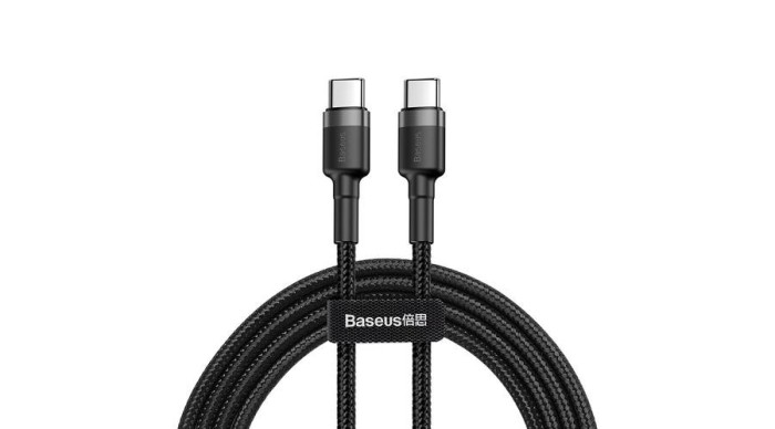 Baseus Cablu de date și &icirc;ncărcare Baseus Type-C USB C la USB C Cafule PD2.0 60W 20V 3A 1m Gri Negru (CATKLF-GG1)