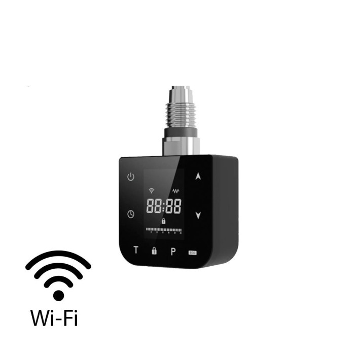 Wifi-s fűtőpatron t&ouml;r&ouml;lk&ouml;zősz&aacute;r&iacute;t&oacute; radi&aacute;torhoz digit&aacute;lis hőfokszab&aacute;lyoz&oacute;val 400W fekete